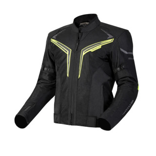 KURTKA MOTOCYKLOWA TEKSTYLNA OZONE FLOW BLACK FLUO YELLOW