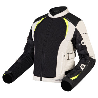 KURTKA MOTOCYKLOWA TEKSTYLNA DAMSKA OZONE FLOW BLACK GREY FLUO YELLOW WXS