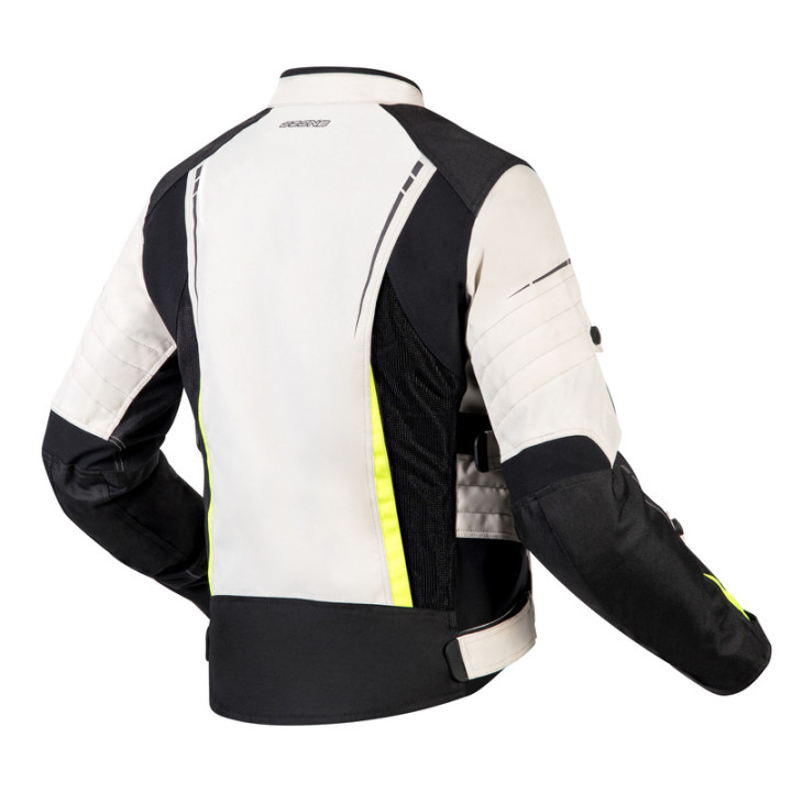 KURTKA MOTOCYKLOWA TEKSTYLNA DAMSKA OZONE FLOW BLACK GREY FLUO YELLOW WXS