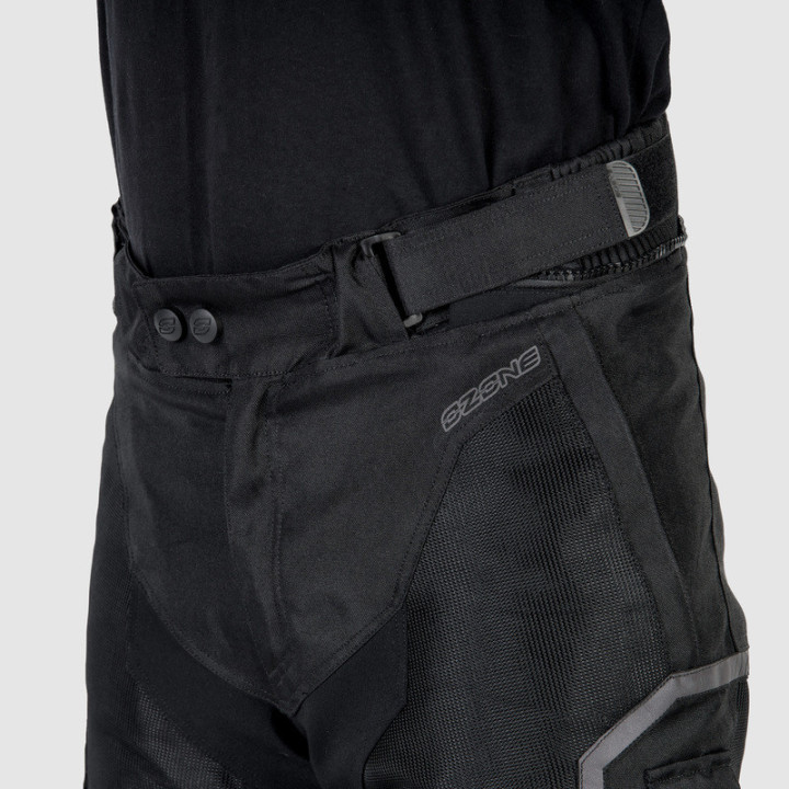 SPODNIE MOTOCYKLOWE TEKSTYLNE OZONE FLOW BLACK 3XL