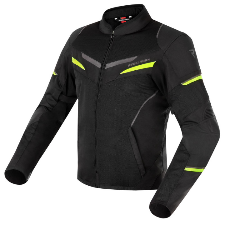 KURTKA MOTOCYKLOWA TEKSTYLNA REBELHORN FLUX BLACK FLUO YELLOW XS
