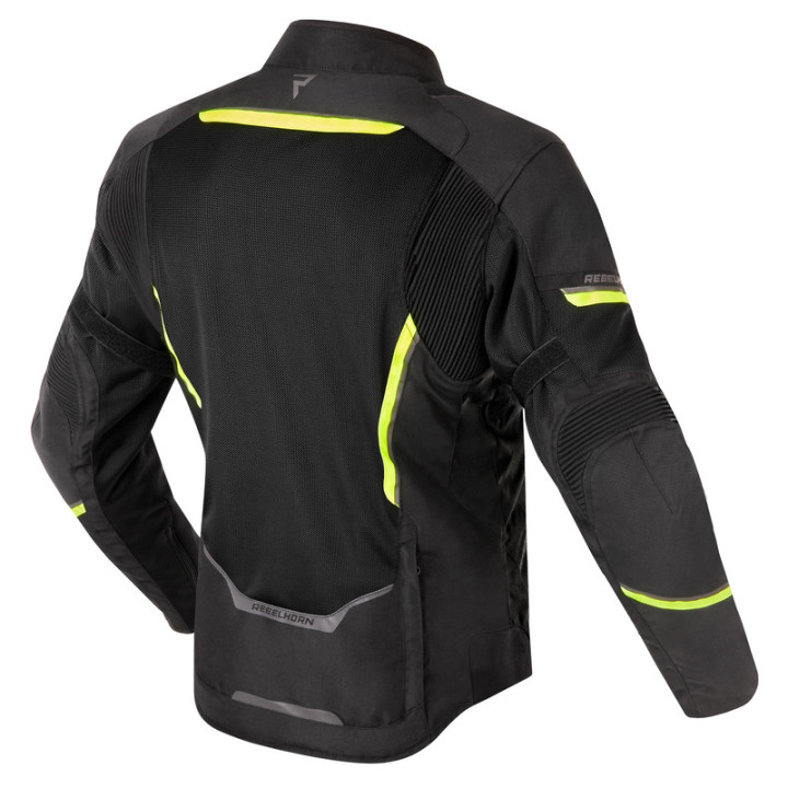 KURTKA MOTOCYKLOWA TEKSTYLNA REBELHORN FLUX BLACK FLUO YELLOW XS