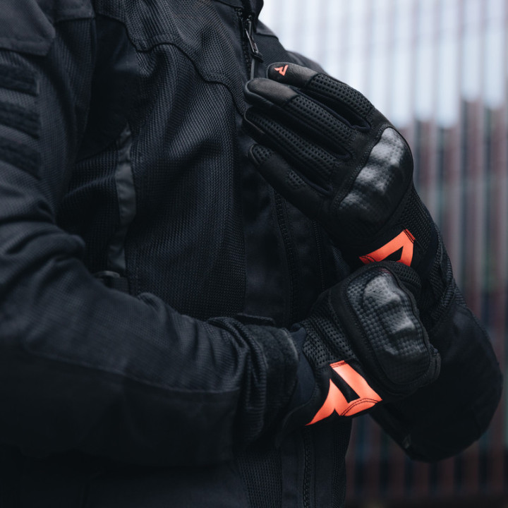 RĘKAWICE MOTOCYKLOWE REBELHORN GAP 3 BLACK FLUO RED XS