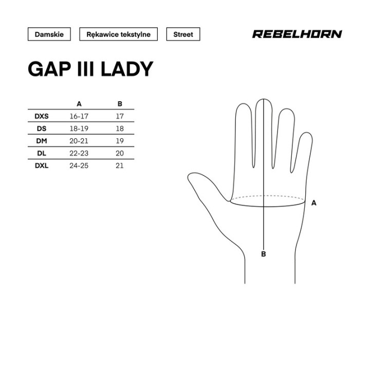 RĘKAWICE MOTOCYKLOWE DAMSKIE REBELHORN GAP 3 BLACK