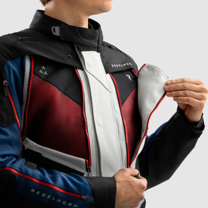 KURTKA MOTOCYKLOWA TEKSTYLNA REBELHORN HARDY 3.0 BLUE GREY RED