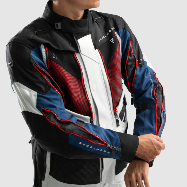 KURTKA MOTOCYKLOWA TEKSTYLNA REBELHORN HARDY 3.0 BLUE GREY RED