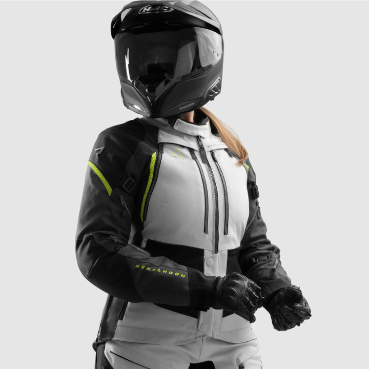 KURTKA MOTOCYKLOWA TEKSTYLNA DAMSKA REBELHORN HARDY 3.0 BLACK LIGHT GREY FLUO YELLOW