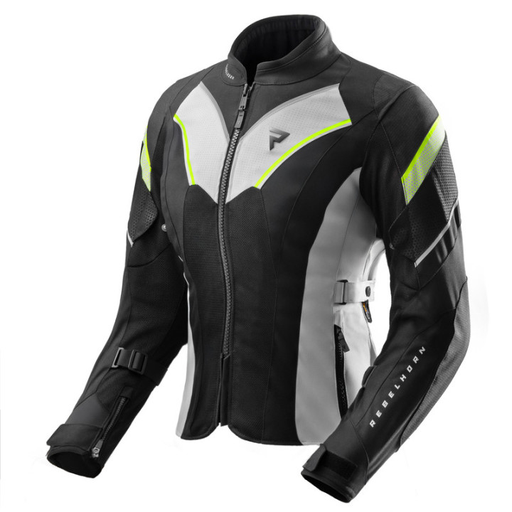 KURTKA MOTOCYKLOWA TEKSTYLNA DAMSKA REBELHORN HIFLOW 5 BLACK GREY FLUO YELLOW