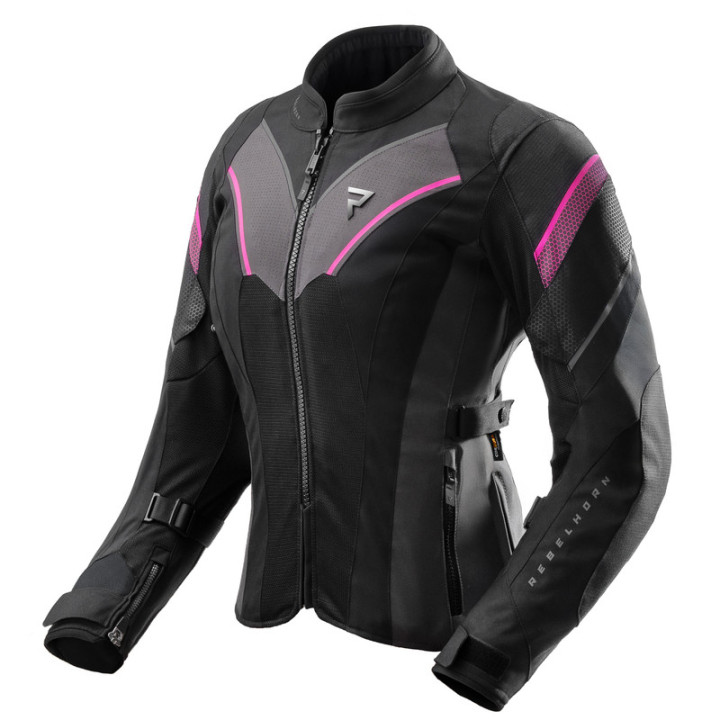 KURTKA MOTOCYKLOWA TEKSTYLNA DAMSKA REBELHORN HIFLOW 5 BLACK GREY FLUO PINK