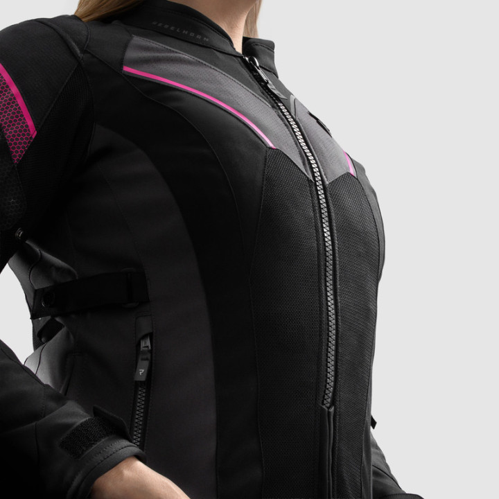 KURTKA MOTOCYKLOWA TEKSTYLNA DAMSKA REBELHORN HIFLOW 5 BLACK GREY FLUO PINK