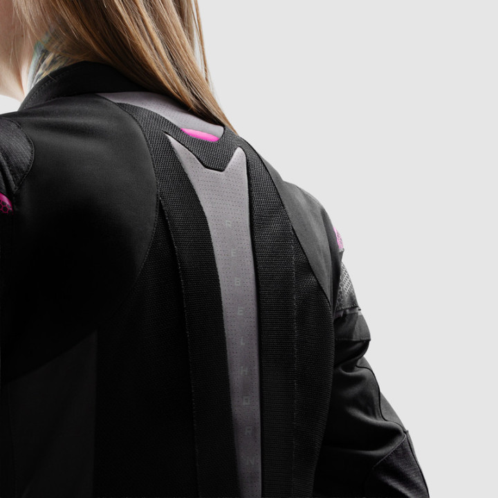 KURTKA MOTOCYKLOWA TEKSTYLNA DAMSKA REBELHORN HIFLOW 5 BLACK GREY FLUO PINK