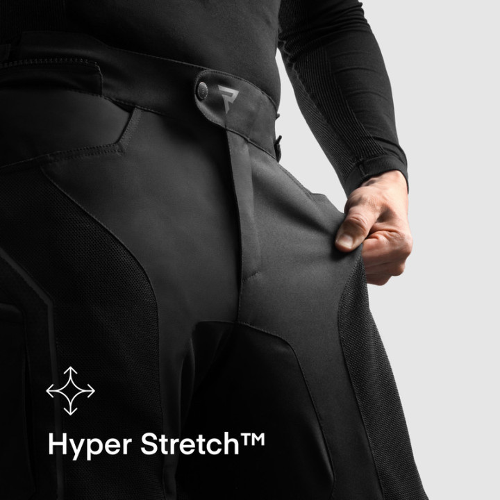 SPODNIE MOTOCYKLOWE TEKSTYLNE REBELHORN HIFLOW 5 BLACK (DŁUGA NOGAWKA)