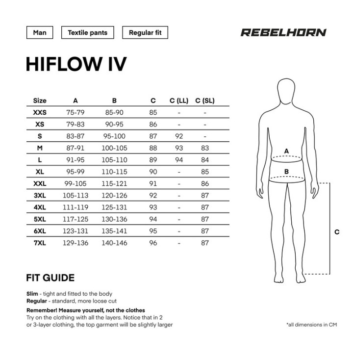 SPODNIE MOTOCYKLOWE TEKSTYLNE REBELHORN HIFLOW 4 BLACK 5XL