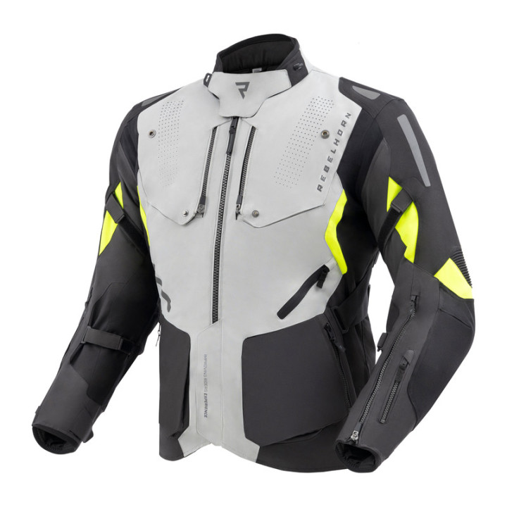 KURTKA MOTOCYKLOWA TEKSTYLNA REBELHORN HIKER 4 BLACK GREY FLUO YELLOW