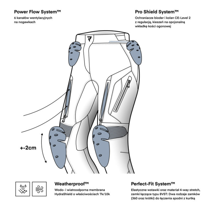 SPODNIE MOTOCYKLOWE TEKSTYLNE DAMSKIE REBELHORN HIKER 4 BLACK (KRÓTKA NOGAWKA)