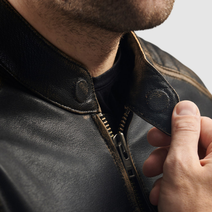 KURTKA MOTOCYKLOWA SKÓRZANA REBELHORN HUNTER 2 VINTAGE BROWN