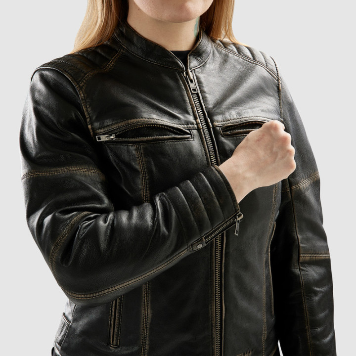 KURTKA MOTOCYKLOWA SKÓRZANA DAMSKA REBELHORN HUNTER 2 VINTAGE BROWN