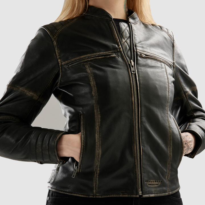 KURTKA MOTOCYKLOWA SKÓRZANA DAMSKA REBELHORN HUNTER 2 VINTAGE BROWN