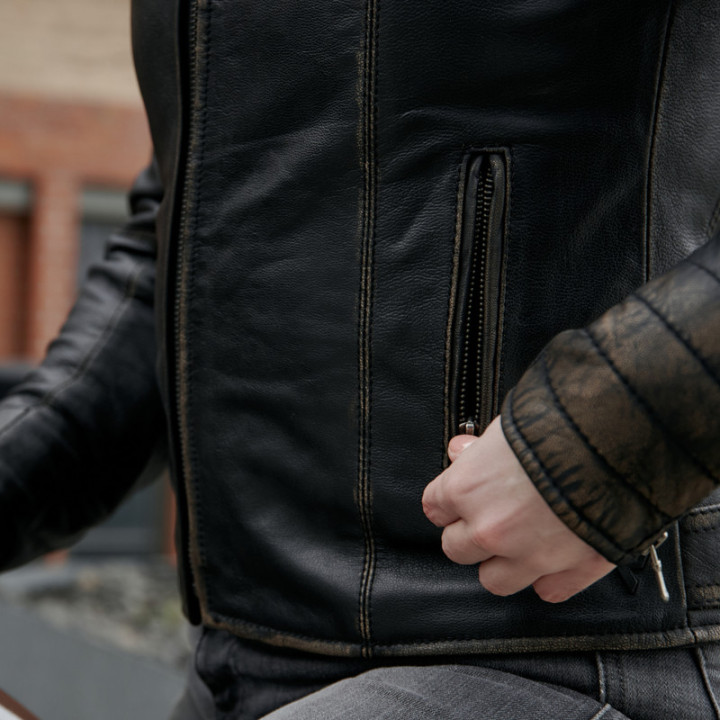 KURTKA MOTOCYKLOWA SKÓRZANA DAMSKA REBELHORN HUNTER PRO VINTAGE BLACK