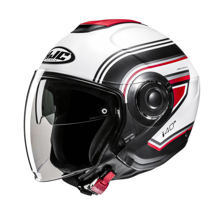 KASK MOTOCYKLOWY HJC I40N LINIA WHITE BLACK