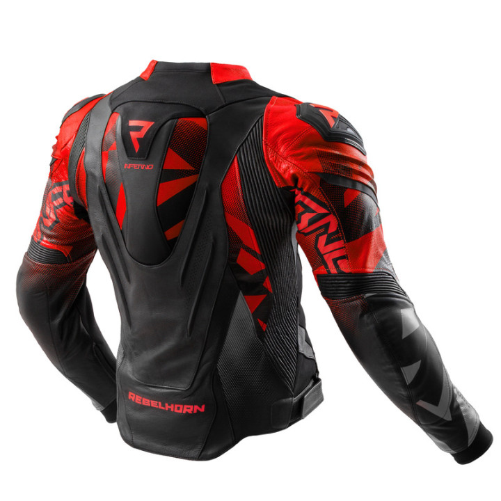 KURTKA MOTOCYKLOWA SKÓRZANA REBELHORN INFERNO BLACK FLUO RED