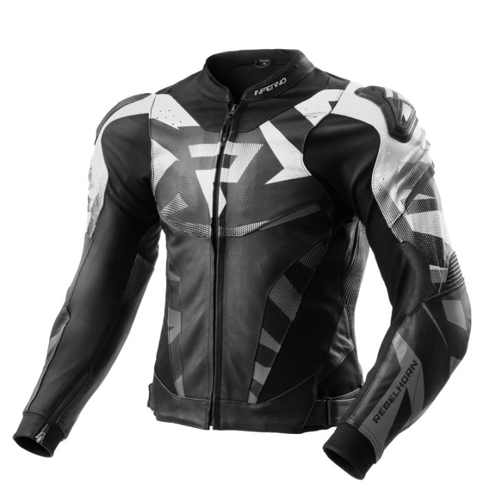 KURTKA MOTOCYKLOWA SKÓRZANA REBELHORN INFERNO BLACK WHITE