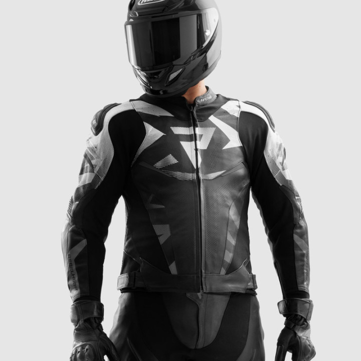 KURTKA MOTOCYKLOWA SKÓRZANA REBELHORN INFERNO BLACK WHITE