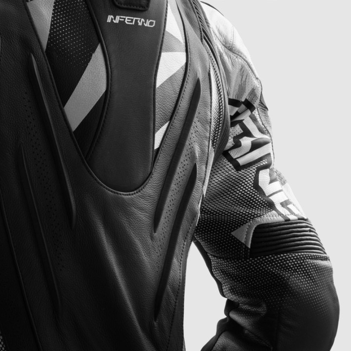 KURTKA MOTOCYKLOWA SKÓRZANA REBELHORN INFERNO BLACK WHITE