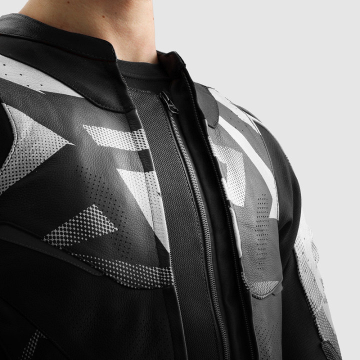 KURTKA MOTOCYKLOWA SKÓRZANA REBELHORN INFERNO BLACK WHITE