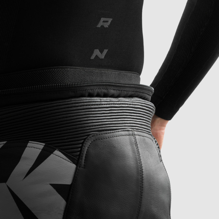 SPODNIE MOTOCYKLOWE SKÓRZANE REBELHORN INFERNO BLACK WHITE FLUO YELLOW