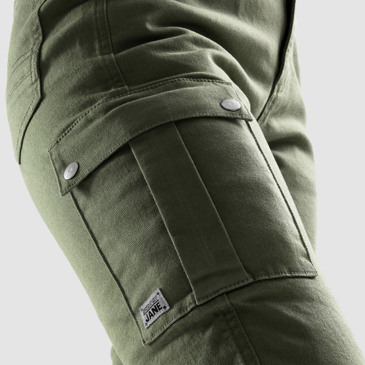 JEANSY MOTOCYKLOWE DAMSKIE OZONE JANE JOGGER FIT OLIVE