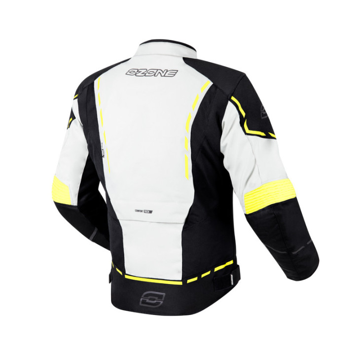 KURTKA MOTOCYKLOWA TEKSTYLNA OZONE JET 2 BLACK FLUO YELLOW XS