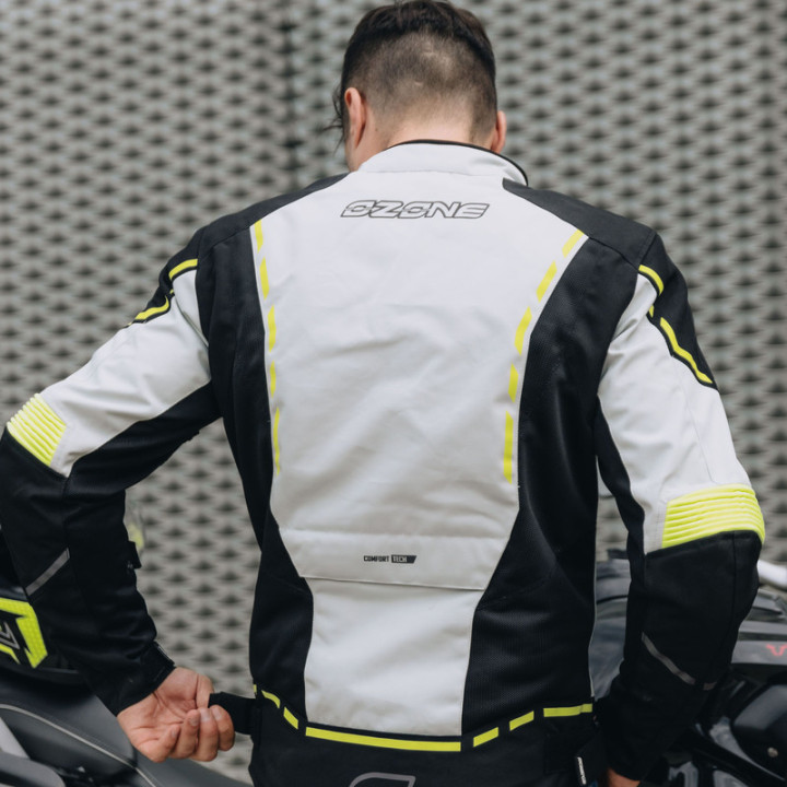 KURTKA MOTOCYKLOWA TEKSTYLNA OZONE JET 2 BLACK FLUO YELLOW XS