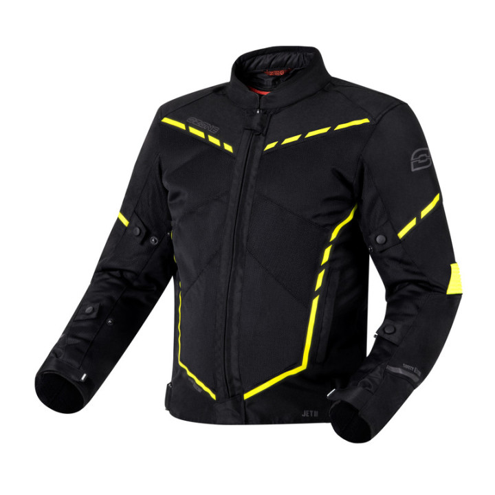 KURTKA MOTOCYKLOWA TEKSTYLNA OZONE JET 2 BLACK FLUO YELLOW XS