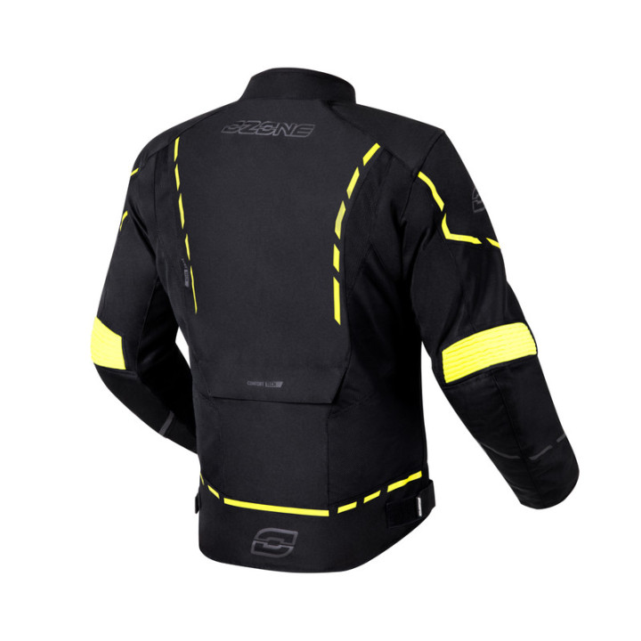 KURTKA MOTOCYKLOWA TEKSTYLNA OZONE JET 2 BLACK FLUO YELLOW XS