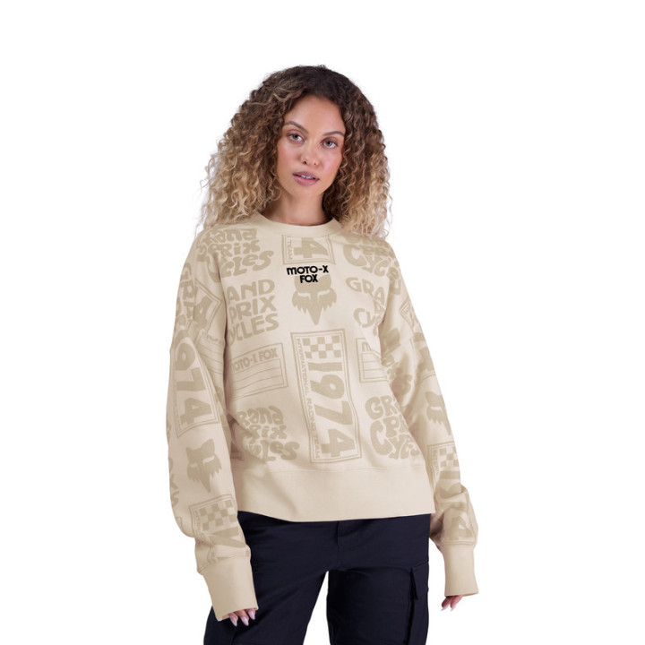 BLUZA FOX LADY CIRCA 74 OVERSIZED FLEECE CREW OFF WHITE