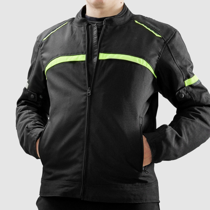 KURTKA MOTOCYKLOWA TEKSTYLNA OZONE NEO BLACK FLUO YELLOW
