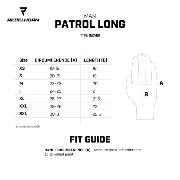 RĘKAWICE MOTOCYKLOWE REBELHORN PATROL LONG BLACK GREY XS