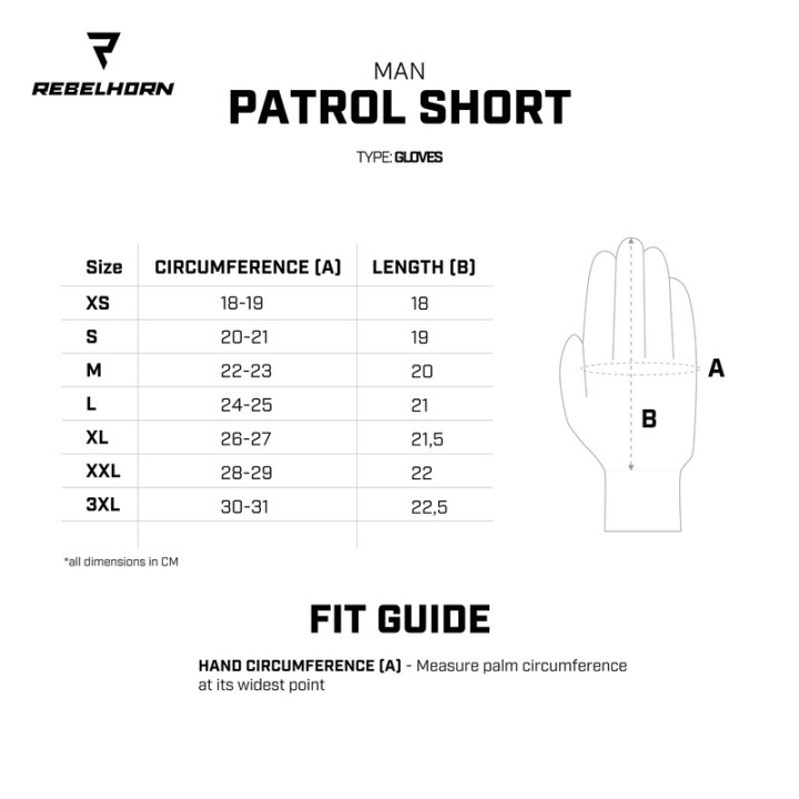 RĘKAWICE MOTOCYKLOWE REBELHORN PATROL SHORT BLACK XS