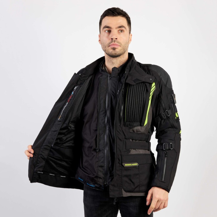 KURTKA MOTOCYKLOWA TEKSTYLNA REBELHORN PATROL BLACK FLUO YELLOW