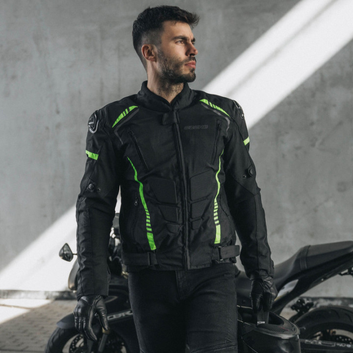 KURTKA MOTOCYKLOWA TEKSTYLNA OZONE PULSE BLACK FLUO YELLOW