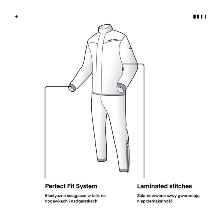 KOMBINEZON PRZECIWDESZCZOWY DWUCZĘŚCIOWY REBELHORN RAIN BLACK FLUO YELLOW