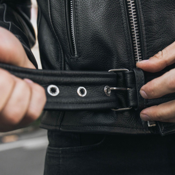 KURTKA MOTOCYKLOWA SKÓRZANA OZONE RAMONES BLACK