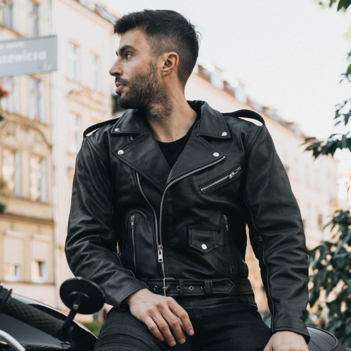 KURTKA MOTOCYKLOWA SKÓRZANA OZONE RAMONES BLACK