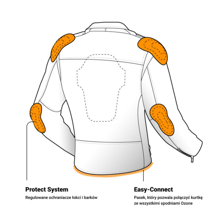 KURTKA MOTOCYKLOWA SKÓRZANA OZONE RAMONES BLACK