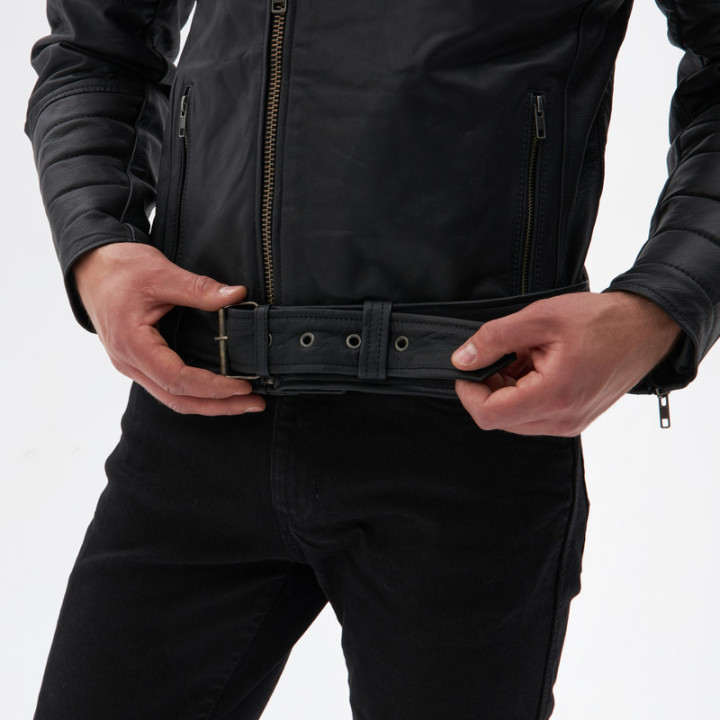 KURTKA MOTOCYKLOWA SKÓRZANA OZONE RAMONES MODERN MATT BLACK