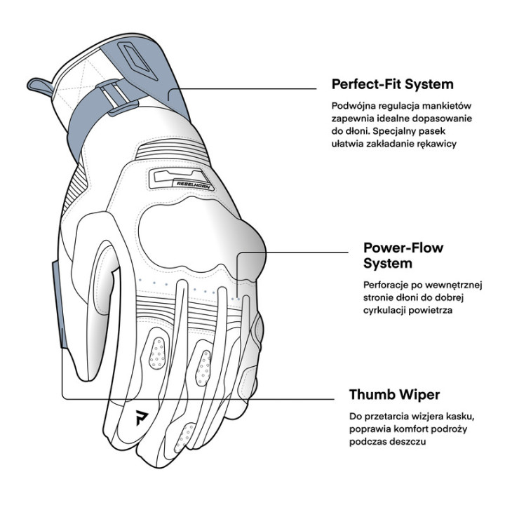 RĘKAWICE MOTOCYKLOWE REBELHORN RANGE BLACK ANTHRACITE FLUO YELLOW