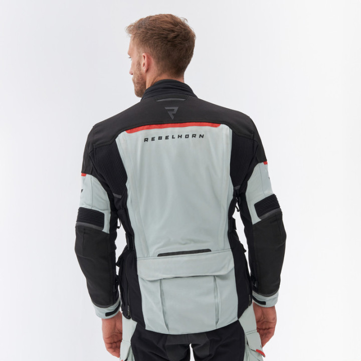 KURTKA MOTOCYKLOWA TEKSTYLNA REBELHORN RANGE GREY BLACK RED