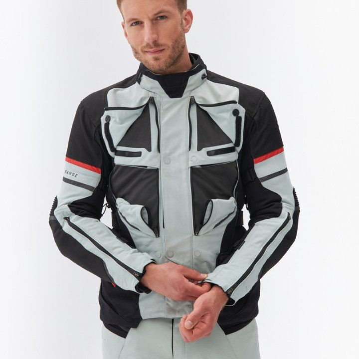 KURTKA MOTOCYKLOWA TEKSTYLNA REBELHORN RANGE GREY BLACK RED