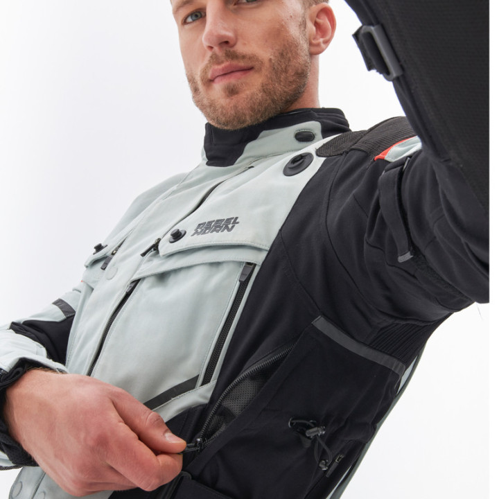 KURTKA MOTOCYKLOWA TEKSTYLNA REBELHORN RANGE GREY BLACK RED